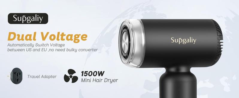 Dual Voltage Travel Hair Dryer, 1500W High-Speed Ionic Hair Dryers Gift for Women, Fast Drying, Compact & Lightweight, No Heat Damage & Low Noise for Home, Portable Hairdryer International, 110-240V