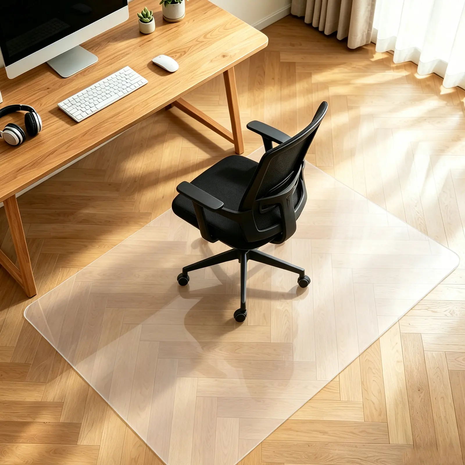 Rectangle Clear Chair Mat for Hardwood & Tile Hard Floors, Transparent Office Chair Floor Protector Mat, Durable Clear Chair Pad Floor Guard for Office Desks and Household Use, 36"×48"