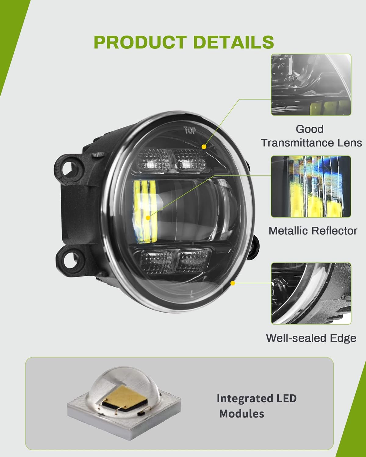 YITAMOTOR LED Fog Lights Compatible with Toyota 2010-2012 Prius /2007-2014 Yaris/2006-2012 RAV4/2009-2014 Venza/2007-2008 Solara/2009-2012 Matrix/2011-2014 Sienna Automotive Car Accessories