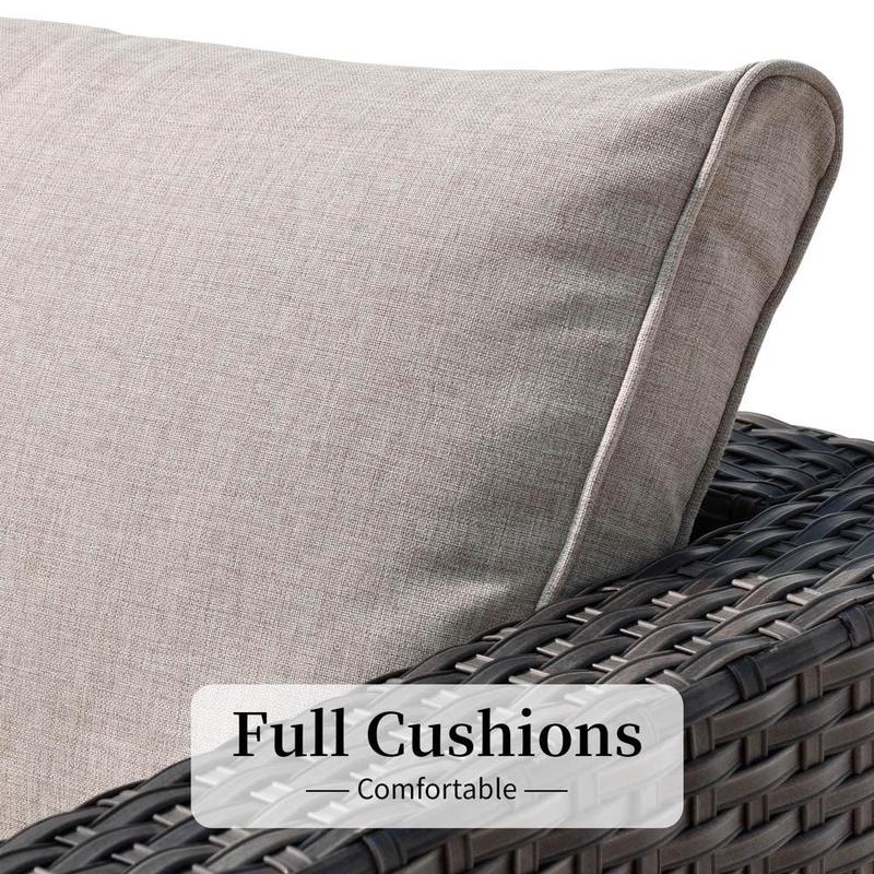 Ovios Patio Furniture 13-Piece Outdoor Sectional Sofa Set with Wicker Rocking Swivel Chairs and 42.12'' Fire Pit