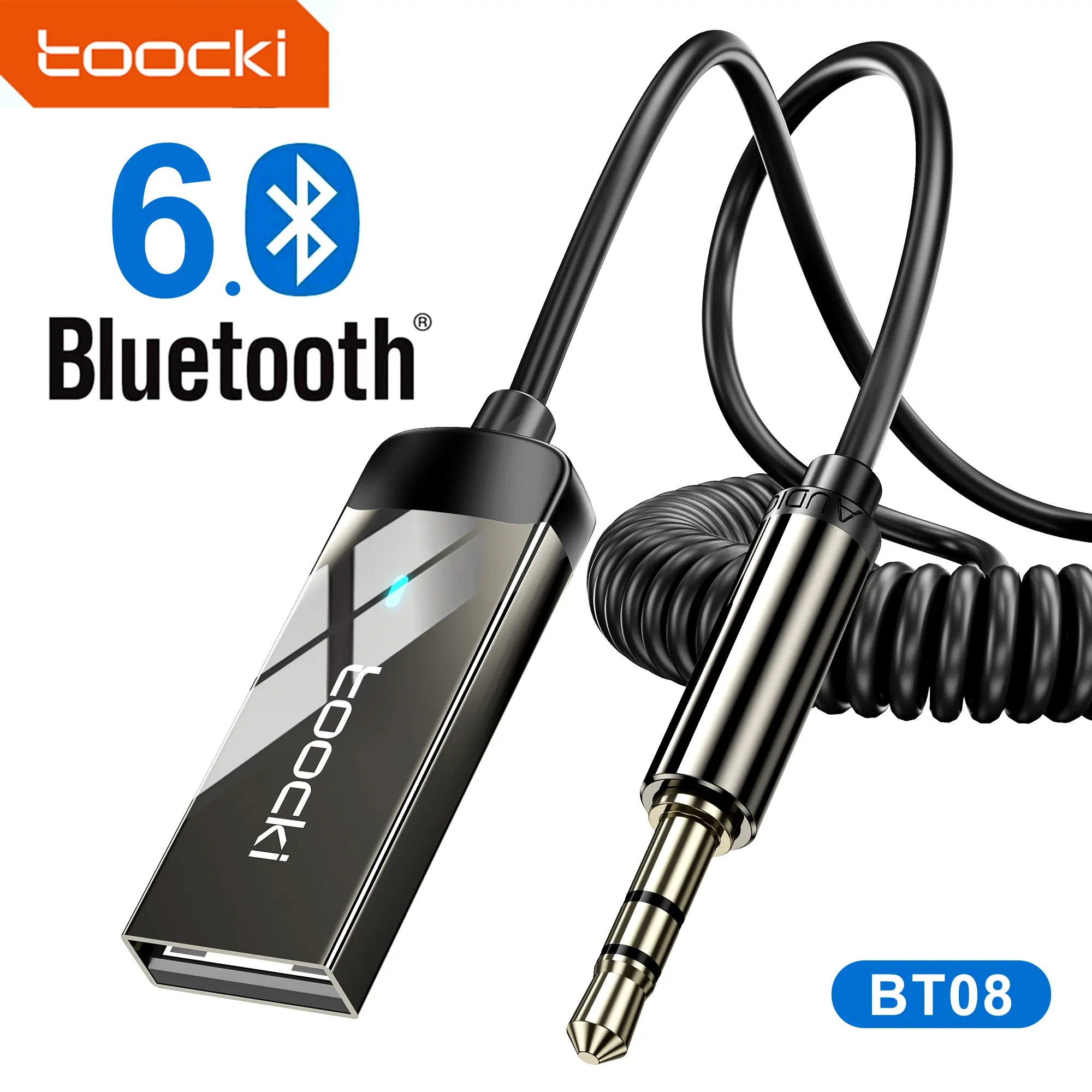 Toocki BT08 Wireless Bluetooth 6.0 Car Adapter - 3.5mm Aux Receiver with Built-in Microphone, Car Accessories, Vehicle Accessories for Hands-Free Calls, Speakers & Home Audio, Cool Tech Gadgets,back to school,back to school haul