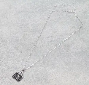 Western Boot Stitch Ear Tag Necklace