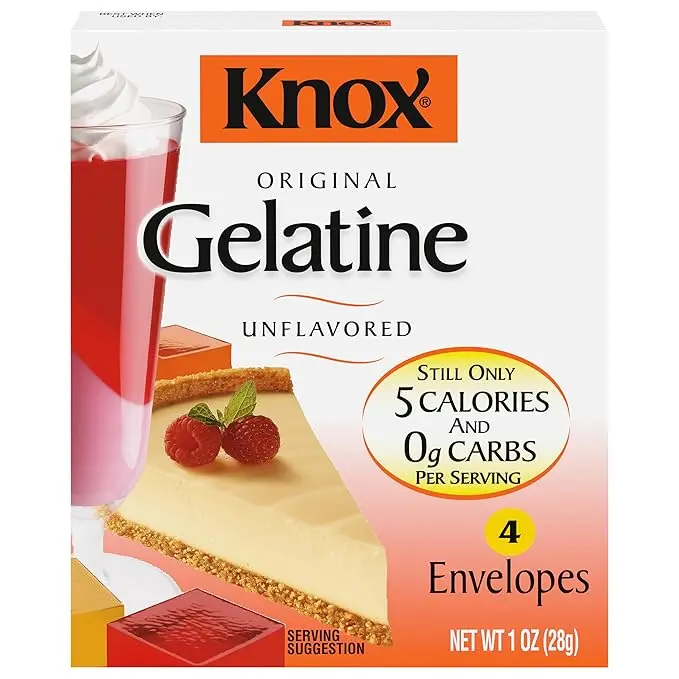 Knox Organic Gluten-Free GMO-Free Flavorless Gelatine Packets - 4 ct, Helps Stabilize Custard Puddings & Jelly Snacks, Low Calorie, Sugar Free