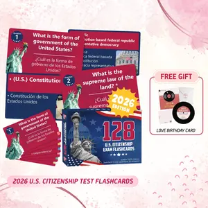 2026 Edition | 128 U.S. Citizenship Exam Flashcards, English & Spanish Civics Test Study Cards With Questions, Answers & Visual Explanations, USCIS Naturalization Test Prep For Adults