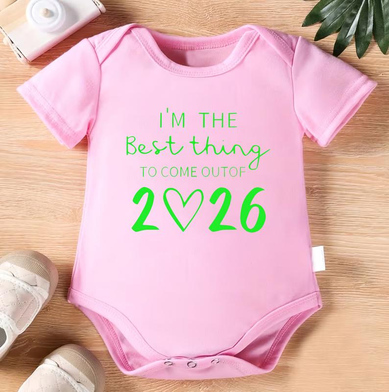 1pc Baby Crawling Suit - Light Blue Onesie with "I'm the Best Thing to Come Out of 2026" Print - Soft Cotton Outfit for Newborns & Toddlers 0-3 Years - Perfect New Year Gift - Machine Washable Infant Wear