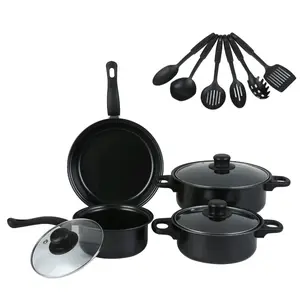 13 Piece Cookware Set Non-Toxic Pots Frying Glass Lids Kitchen Cooking Utensils