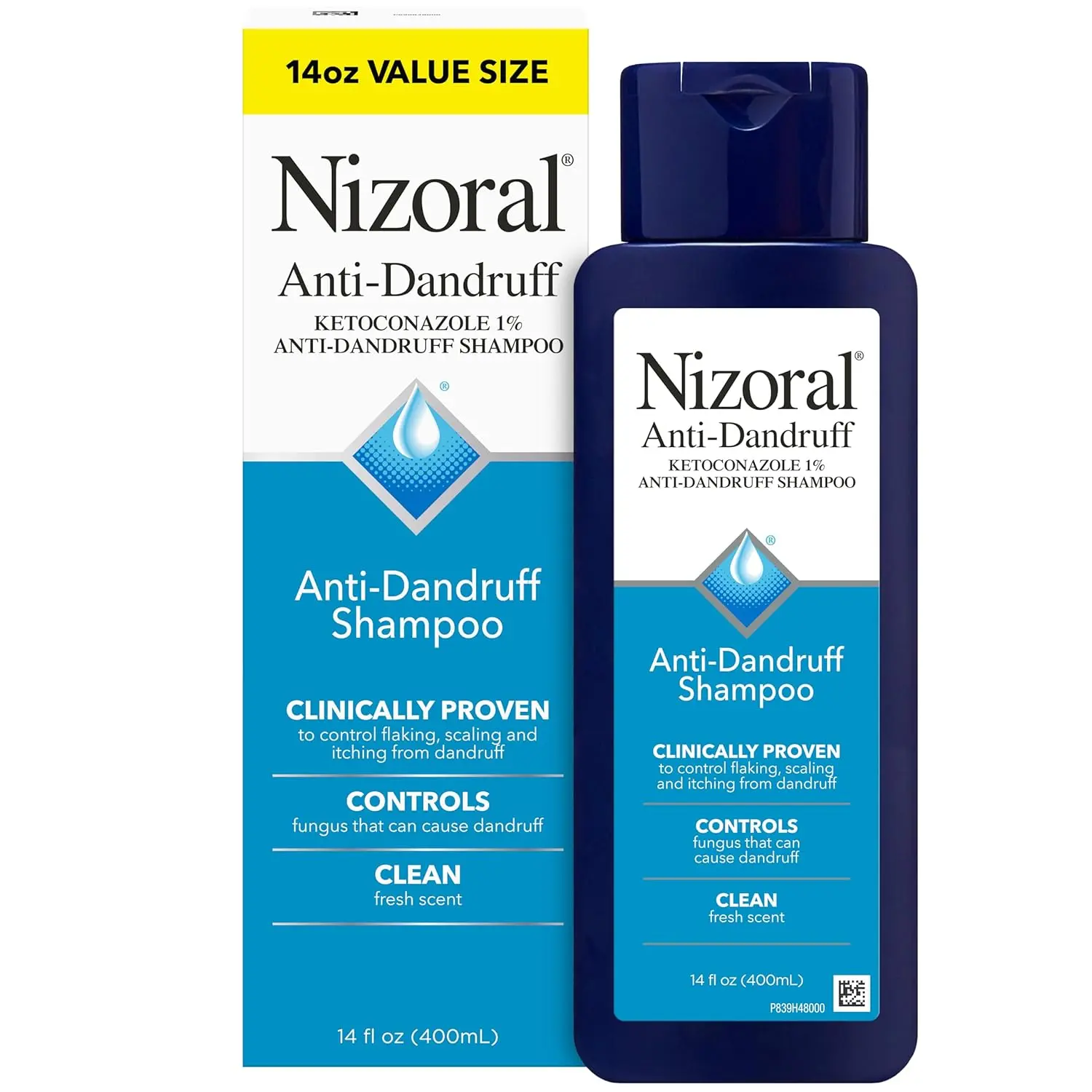 Nizoral Anti-Dandruff Shampoo with 1% Ketoconazole, Fresh Scent, 14 Fl Oz  Haircare Gentle Cleansing