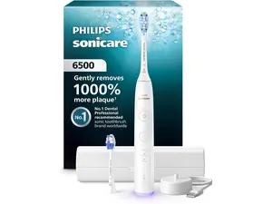 Philips Sonicare 6500 Series Electric Toothbrush - Next-Generation Sonicare Technology, Pressure Sensor, 9 Brushing Settings, SmarTimer, BrushPacer, 21-day Runtime, Travel Case, White, HX7410/10