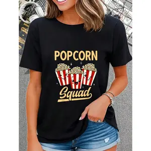 100% Cotton Popcorn Movie Night Snack Popcorn T-Shirt