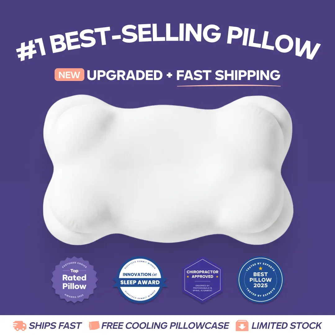 Mellow Sleep | CloudAlign Pillow + FREE Cooling Pillowcase - Ergonomic Cervical Memory Foam Pillow with Dual-Height Design for Side, Back & Stomach Sleepers