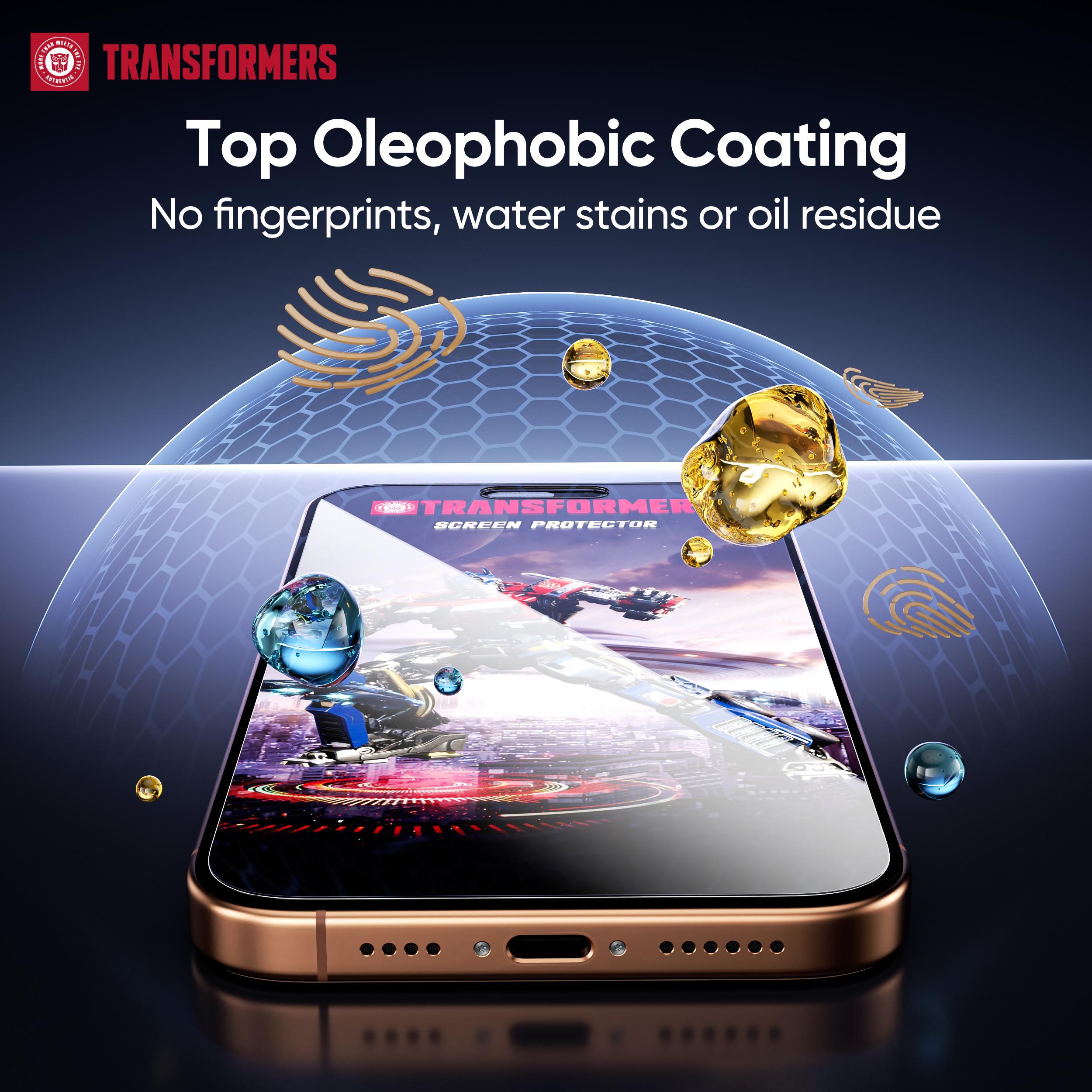 TRANSFORMERS Privacy Screen Protector Set,Screen protectors for iPhone, offering privacy protection, automatic dust removal during installation, bubble-free application, high-definition clarity, and easy installation.