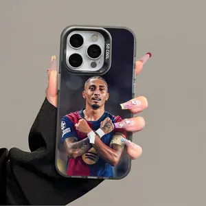 Raphinha IPhone 17 Promax Phone Case Anti Drop Case Suitable For IPhone 16 15 14 13 12 11 Xs Plus Samsung S25 S24 S23 S22 Ultra FE Acrylic Protective Shockproof Rugged Case Football