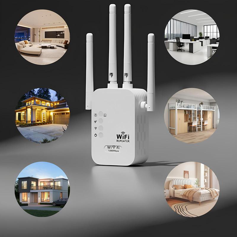 WiFi Extender Signal Booster for Home & Outdoor Covers Up to 6000 Sq. ft 35 Devices Internet Booster Quick Setup with Ethernet Port & Access Point 1200M 2.4/5 GHz