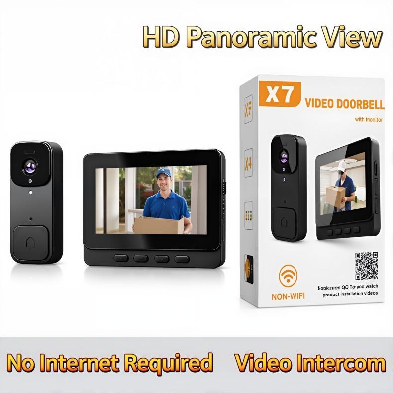 2026 Upgraded X7/X8 No WiFi Video Doorbell with Screen – Wireless Doorbell Camera, No App, No Monthly Fees,Two-Way Talk, Night Vision