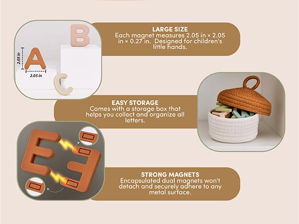 JoyCat Silicone Alphabet Magnetic Letters, 26 Uppercase ABC Fridge Magnets for Kids, Learning Refrigerator Toys Set, Preschool Birthday Gifts for Kids