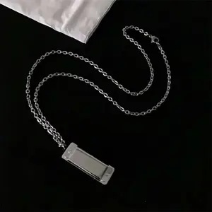 Mini Harmonica Necklace – Playable Pendant, Titanium-Steel Chain, Unisex Niche Design (Blowable Musical Charm)