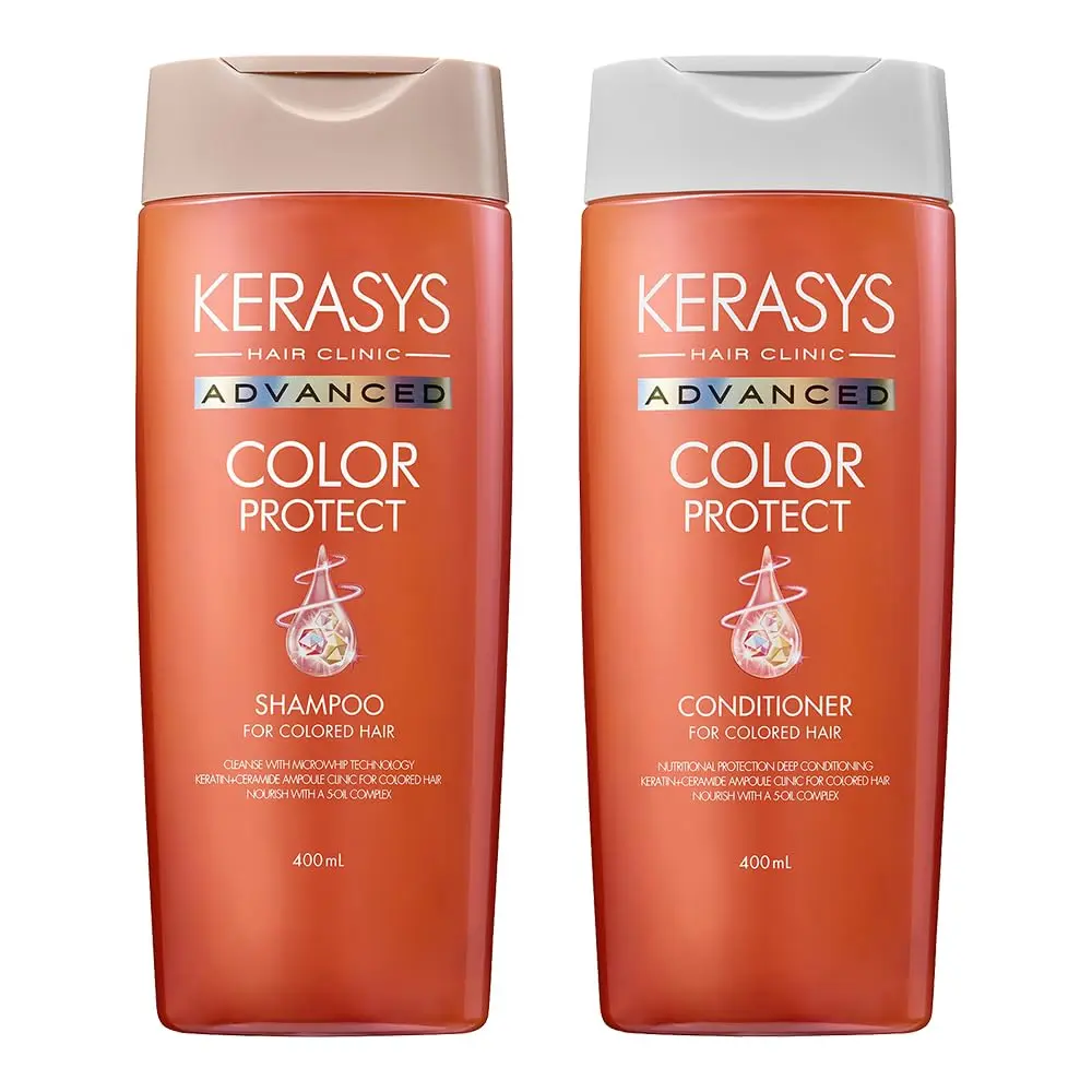 Kerasys Advanced Keratin Ceramide Ampoule Clinic for Colored Hair Color Protect 13.5 fl oz / 400 ml (Shampoo + Conditioner Set)