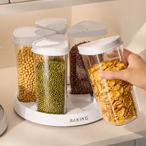 Rotating Airtight Moisture-Proof Grain Storage Jar – 5/6-Compartment Rice Storage Container, Compact Transparent Kitchen Food Storage Box for Home Organisation, Thoughtful Gift#SummerWins #DealsForYouDays#midyearsale