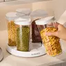 5-Compartment 360-Degree Rotating Plastic Grain Storage Jar with Dust Cover, Airtight Moisture-Proof Preserving Container, Transparent Compact Kitchen Organizer, Hygienic Food Storage Environment, Easy to Use & Clean, Thoughtful Gift
