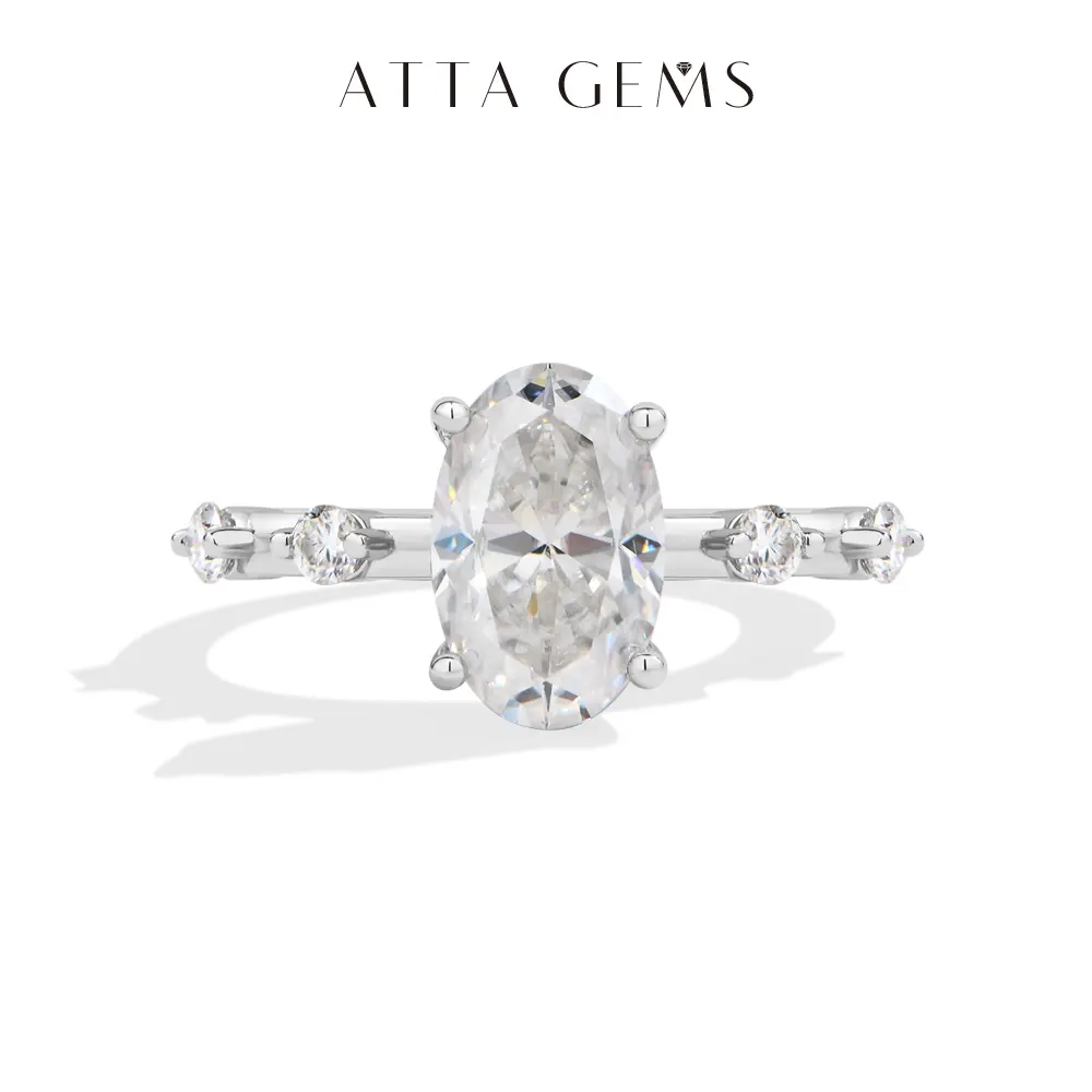 ATTAGEMS 3CT Oval Cut Lab-Grown Moissanite Stone Ring, Multi-Size Set Elegant Solitaire Engagement Ring, Luxury Women's Jewelry for Engagement, R343, Elegant Ring summerwins