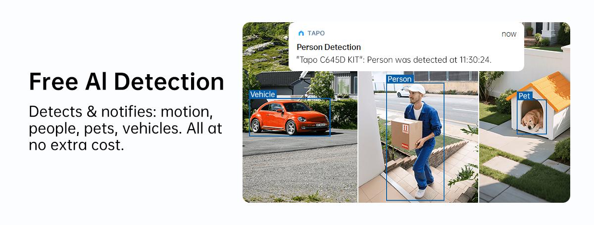 TP-Link & Tapo  C645D KIT Dual Lens Pan/Tilt Security Battery Camera Wireless w/Solar Panel, 2K 3MP 165° Wide-Angle + 6mm Telephoto, Free Person/Vehicle Detection, 360° Pan, SD/Cloud Storage, Works w/Alexa & Google