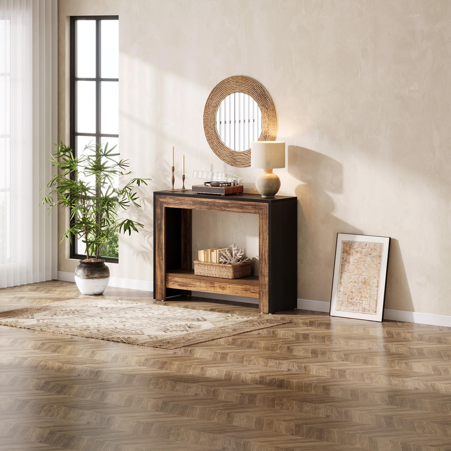 LITTLE TREE 41.3" Rustic Wood Console Table with Storage, Farmhouse Sofa Table for Behind Couch or Hallway, Easy Assembly, Space-Saving LITTLE TREE 41.3" Rustic Wood Console Table with Storage, Farmhouse Sofa Table for Behind Couch or Hallway, Easy Assembly, Space-Saving