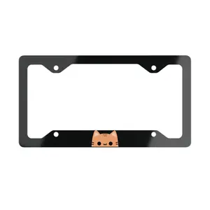 Ultra Slim Orange Anime Peeking Cat Metal License Plate Frame, Aluminum License Plate Customization, Cat Car Accessories, Cat Gifts