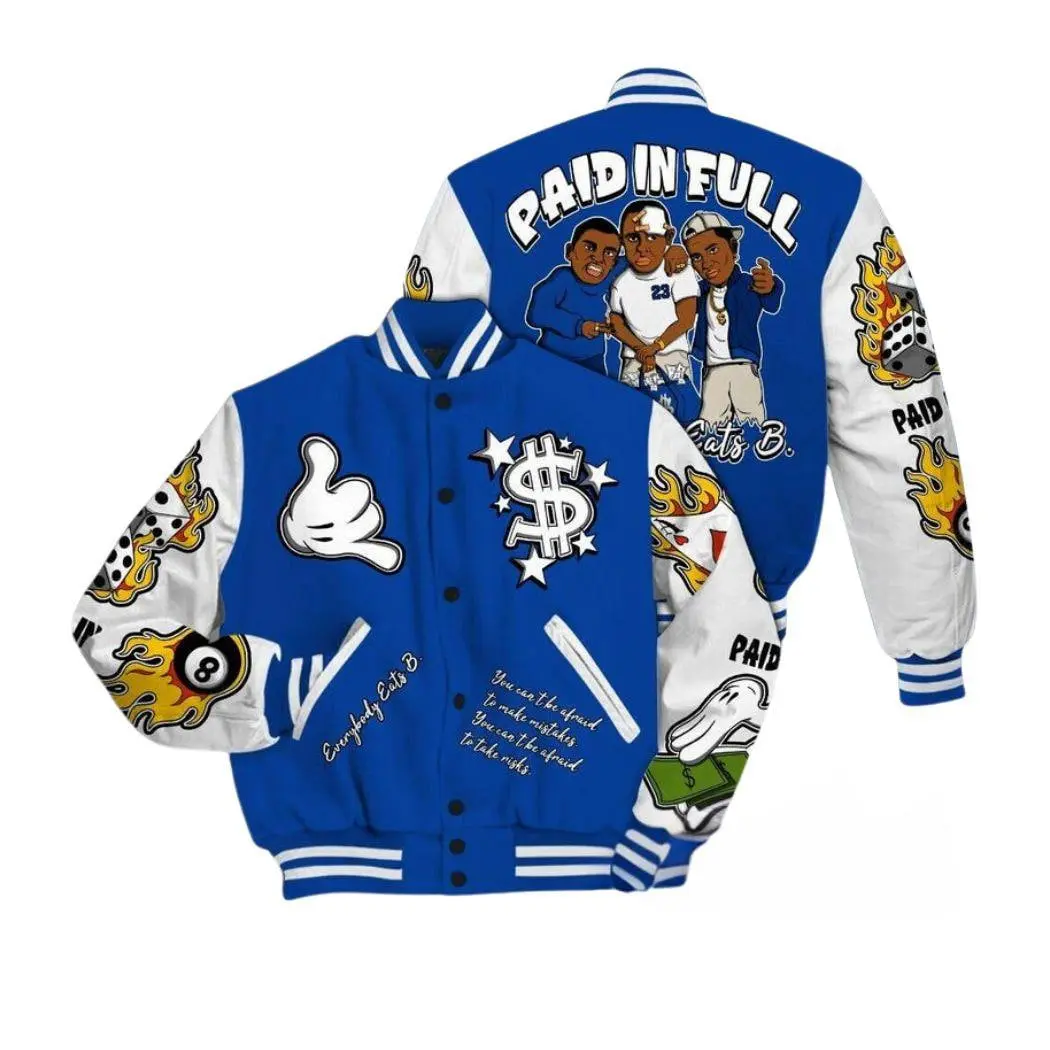 Dunkare Varsity Jacket, Everybody Paid In Full Graphic All Over Print Letterman Jackets, Full color, Gift for Him, Gift For Her, Gift for lovers