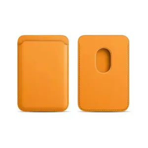 Minimalist magnetic phone wallet, suitable for both men and women.MagSafe Wallet, Magnetic Ultra-Thin Phone Wallet, 3 Card Slots, Compatible with iPhone 17/16/15/14/13/12 Pro Max Plus Air Series, RFID-Blocking Synthetic Leather, Orange