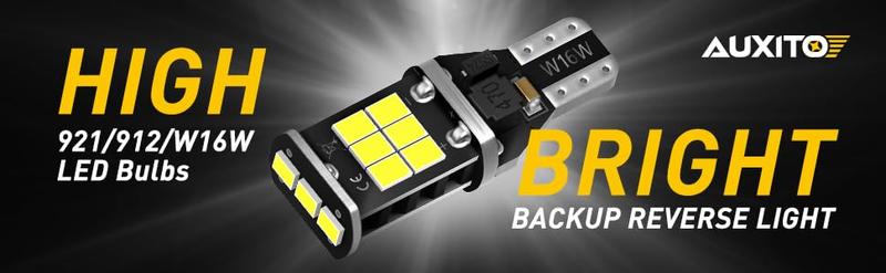 AUXITO 912 921 LED Bulb for Backup Light Reverse Lights High Power 2835 15-SMD Chipsets Error Free T15 906 922 W16W Bulbs, 6000K White Daytime Running Lights (Upgraded, Pack of 2)