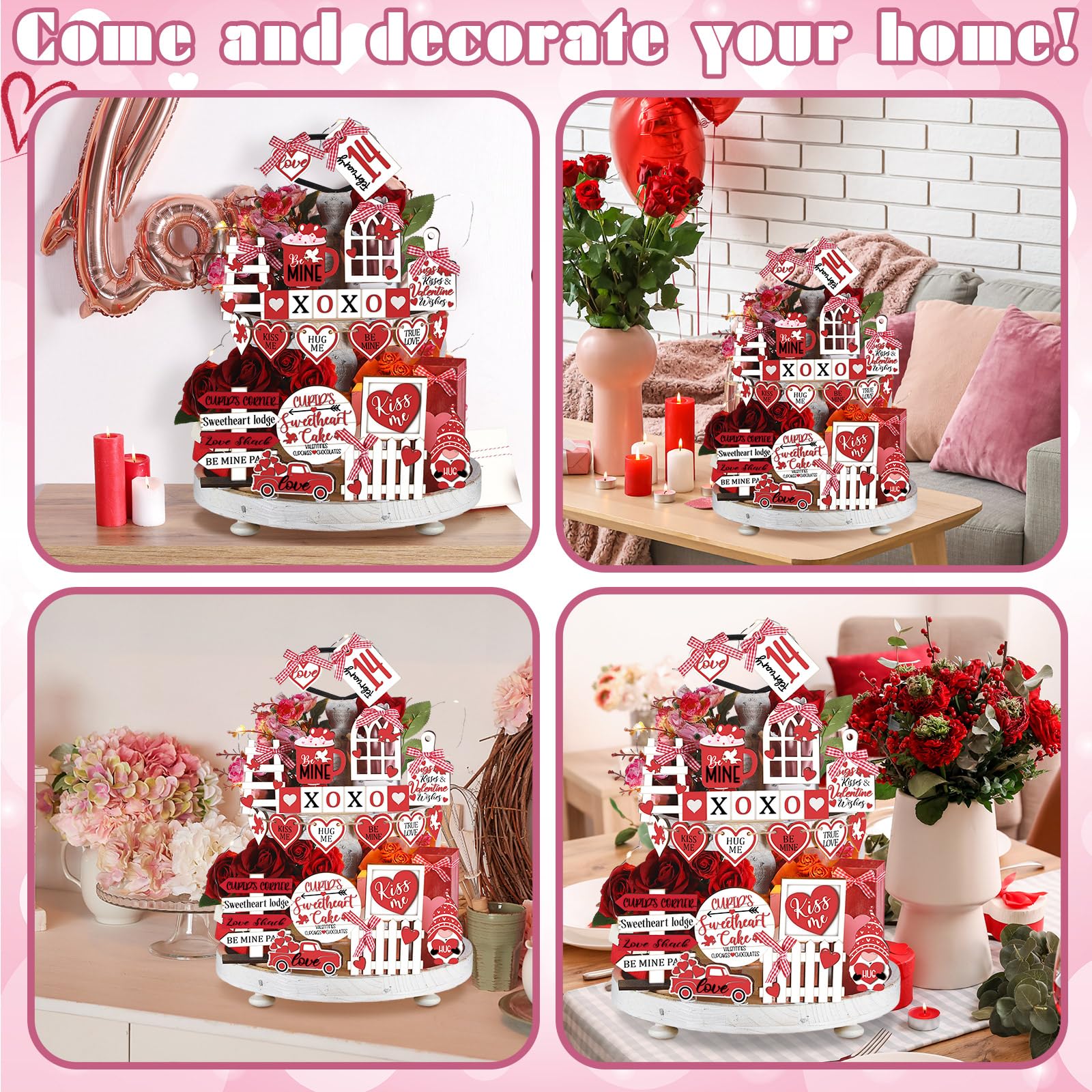 Easter Tiered Tray Decor Wooden Signs Set (No Tray), Rustic Bunny Egg Carrot Jesus Cross Risen Ornaments Cute Durable Layered Tray Signs for Mantel Shelf Table Kitchen Display, Spring Home Easter Decor Christian Family Religious Party Gifts, Date Suppiles