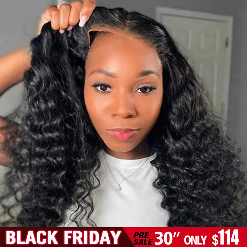 [Glueless Wig] 9x6 7x5 6x4 Pre-cut Wigs Deep Wave Human Hair Pre Plucked Pre Cut Lace Closure Wigs Ready and Go Deep Wave Curly Lace Closure Wigs for Women Wet and Wavy Natural Hairline