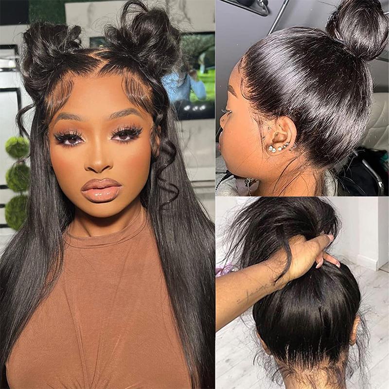【CLEARANCE SALE】MORE FACE 360 Lace Frontal Wig Straight Transparent Lace Front Human Hair Wigs For Black Woman Pre Plucked 180% Density