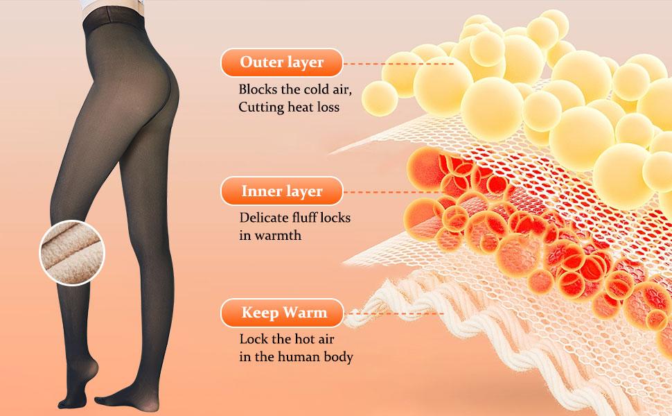 THE ORIGINAL!  •MAGIC FLEECE LINED LEGGINGS • CLOSED FOOT (LOOKS LIKE PANTYHOSE) Winter Comfort Fleece Tights Available in Plus Size and Brown Fur