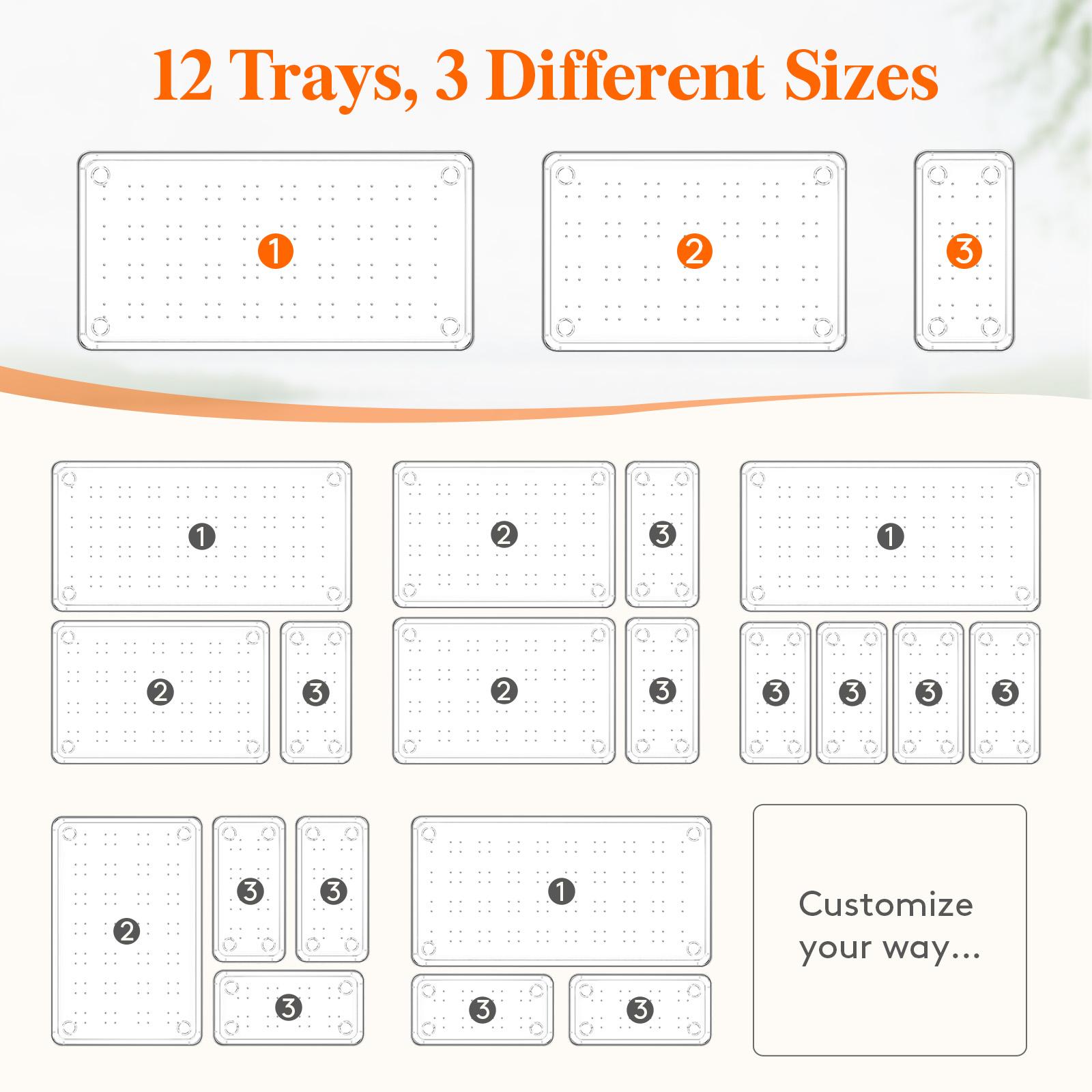 Lifewit Vanity Drawer Organizer for Makeup, Jewelry & Gadgets (Silicone Tabs Not Included) – Portable Storage for Bedroom & Bathroom Organization Storage Plastic