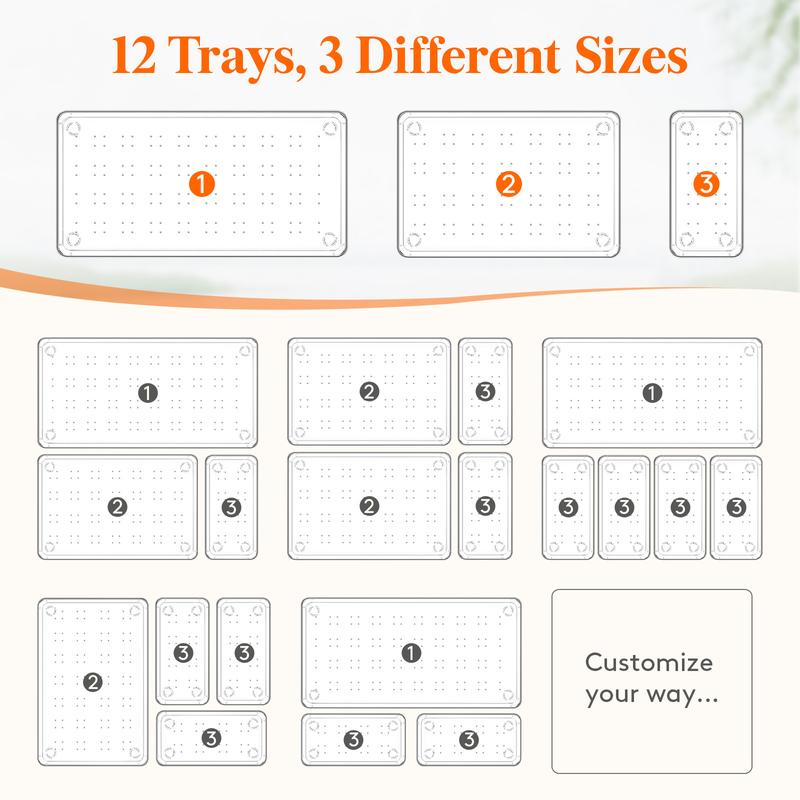 Lifewit Vanity Drawer Organizer for Makeup, Jewelry & Gadgets (Silicone Tabs Not Included) – Portable Storage for Bedroom & Bathroom