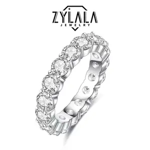 [032] 2.0/7.0 Carat Luxurious Synthetic Moissanite Band Sterling 925 Silver Ring Engagement Wedding Jewelry Anniversary Birthday Gift With Certificate