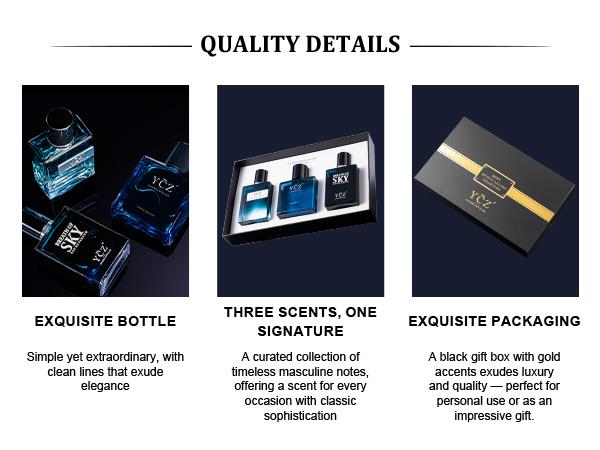 YCZ Men's Mystic Allure Collection Fragrance Set - YCZ Club Marine & Breath of Sky Eau De Cologne Gift Box with Long Lasting Light Scent for Any Occasion-Valentine's Day gift