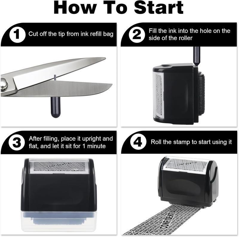 5-Pack Roller Stamp PrivacyProtection Address & Billing Info Blocker for IdentityTheft Prevention 100m Long Lasting Ink Roll Home &Office Mailing Essential, 2026 New Year To Protect Yourself