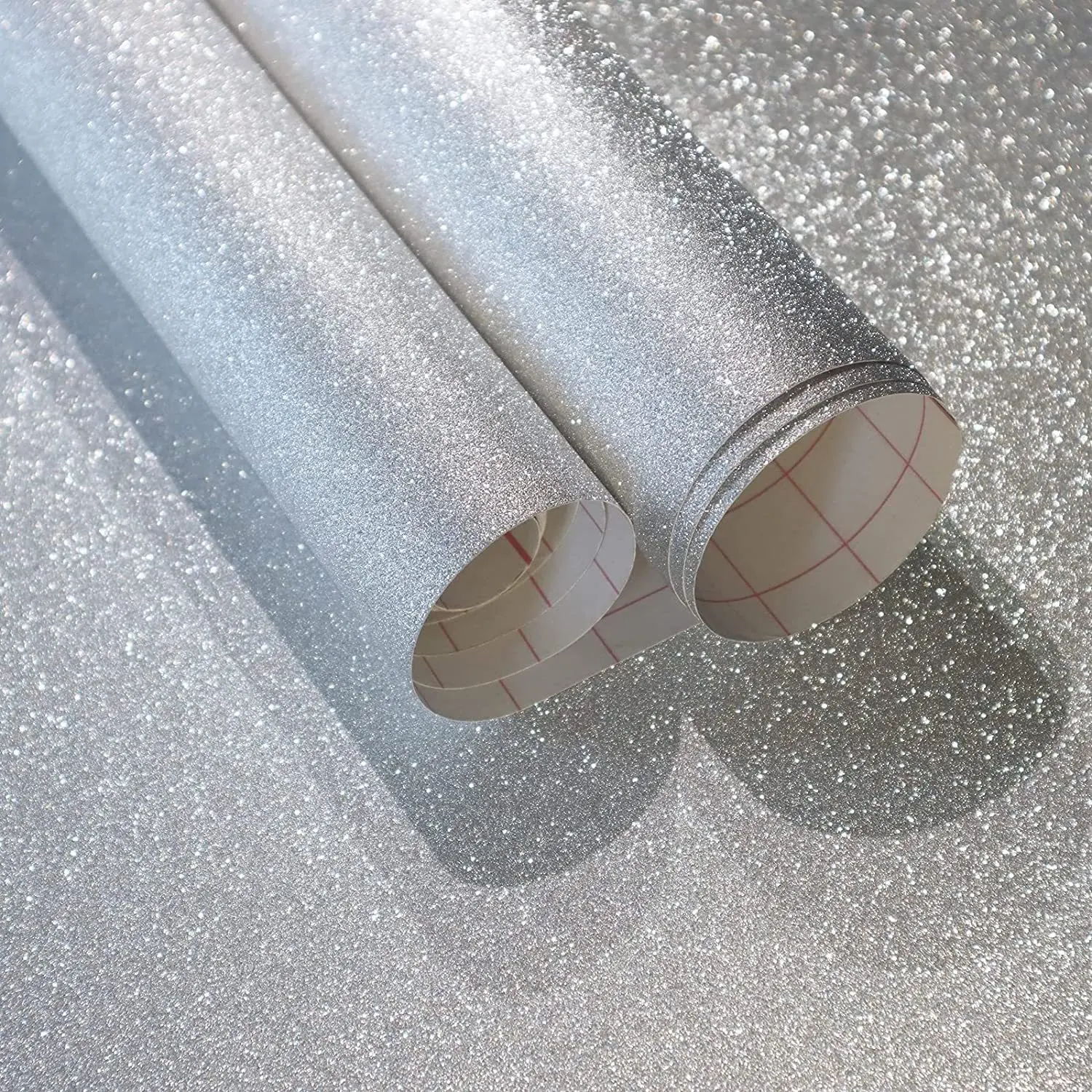 1 Roll of Silver-Flashing Self-Adhesive Wallpaper in Luxury Sparkle Style Comes with adhesive backing, Waterproof Durable, Easy Cut, Ideal for Furniture Renovation, Wardrobe Refresh, Desktop Decor, Party Setup,background wall decoration