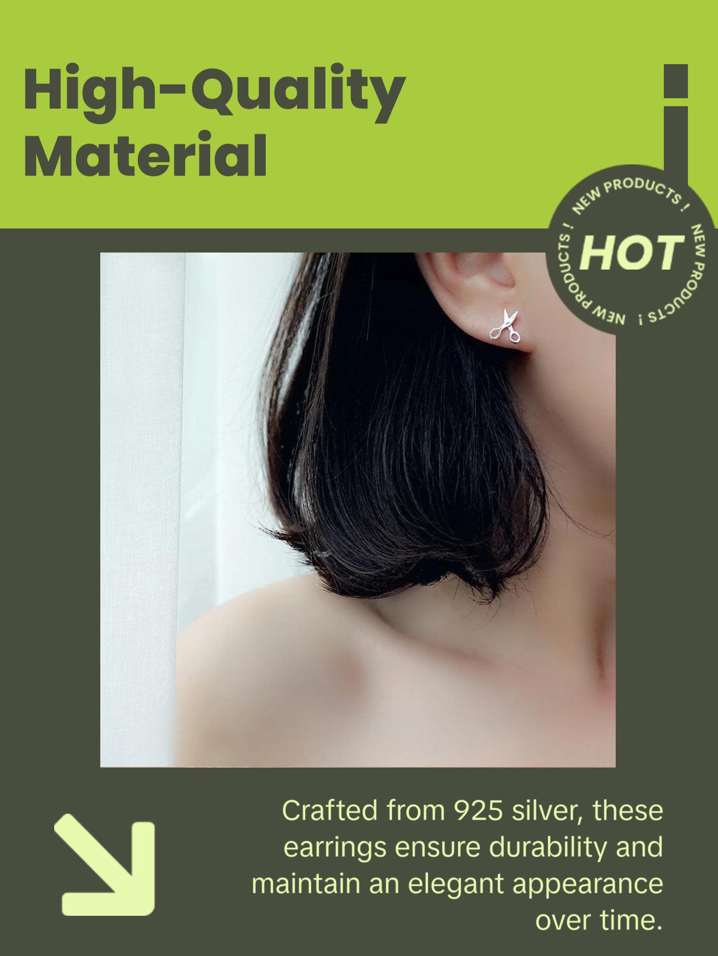 Sterling Silver Small Scissors Earrings