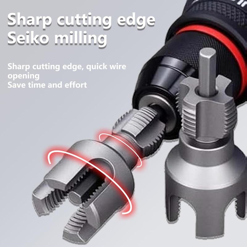 2PCS Integrated Internal & External Pipe Threading Tool with 1/2'' & 3/4'' Dies, Electric Drill Compatible 2 in 1 Pvc Pipe Threader Kit, Dual-Function Pipe Thread Cutting Tool