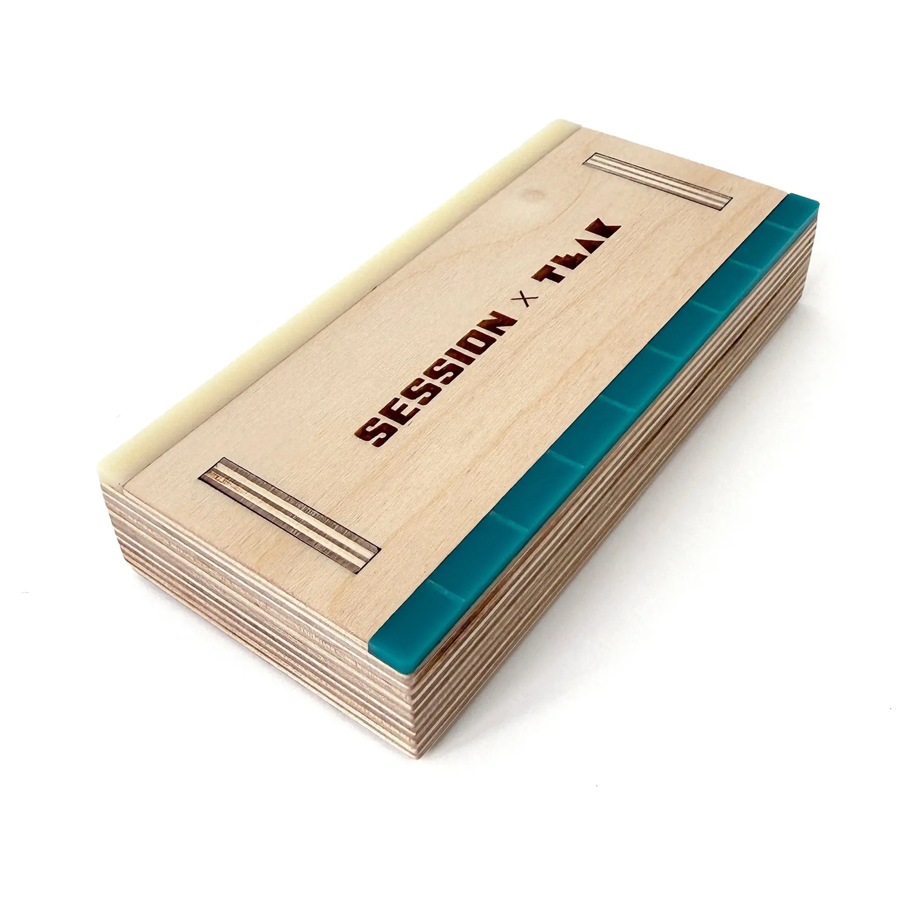 Pocket Manual Pad - Session x Teak Mini Wooden Fingerboard Obstacle with Acrylic Coping
