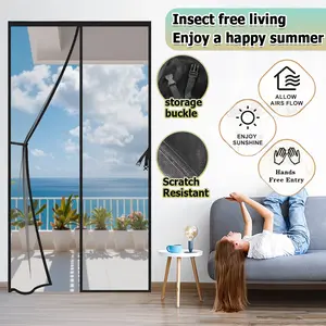 1 PC Magnetic Fiberglass Screen Door - Self Sealing, Heavy Duty Glass Fiber Mesh Net Curtain, Anti-Tearing, Summer Partition Keeps Bugs Out for Home, Bedroom, Kitchen, Living Room, Balcony, Durable & Scratch-Resistant, Hand Wash Only