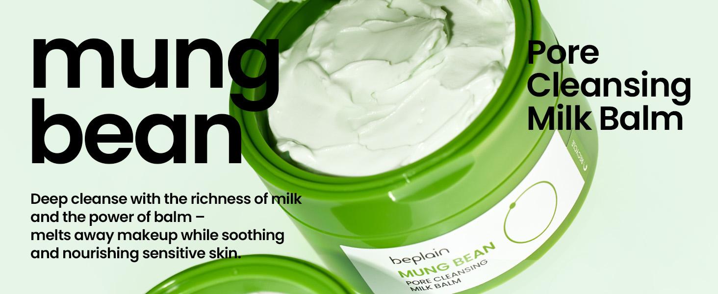 [beplain Official] Mung Bean Pore Cleansing Milk Balm 100ml | Hybrid Balm-to-Milk Cleanser for Deep Pore Cleansing Facial Skin Repair Facial Wash