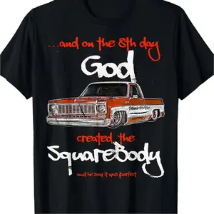 Mens-T-shirt-220g-100-Cotton-Jimmy-slammed-Squarebody-Truck-Suburban-Blazer-Silverado-C10-T-Shirt Gift, Unisex, Hot selling items, Soft, Breathable, Lightweight - Crew Neck, Regular Fit - Machine Washable, Comfortable Cotton Crew Neck Short Sleeve Graphi