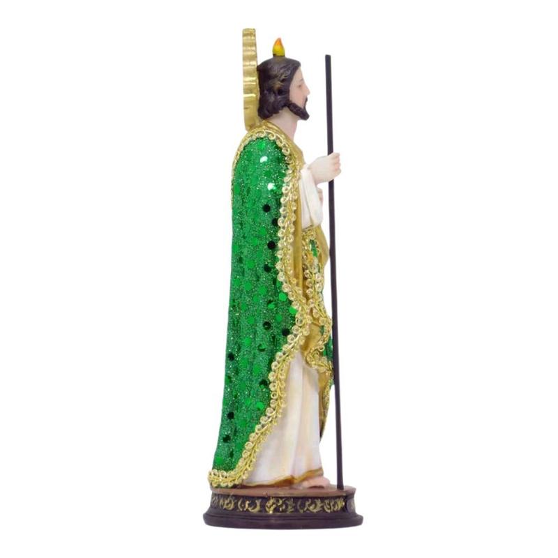 San Judas 8" Inches Tall Statue Vestido Tela Green and Gold Robe Religious Decor Saint Jude patron saint Religious Decor