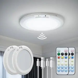 1/2 PACK Rechargeable LED Ceiling Light with Motion Sensor, Remote & Magnetic Wireless Ceiling Light Battery Powered, Ceiling Light Night Light Indoor, Suitable for Entrance, Kitchen, Stairs, Hallway, Pantry, Supermarket, Porch, Garage