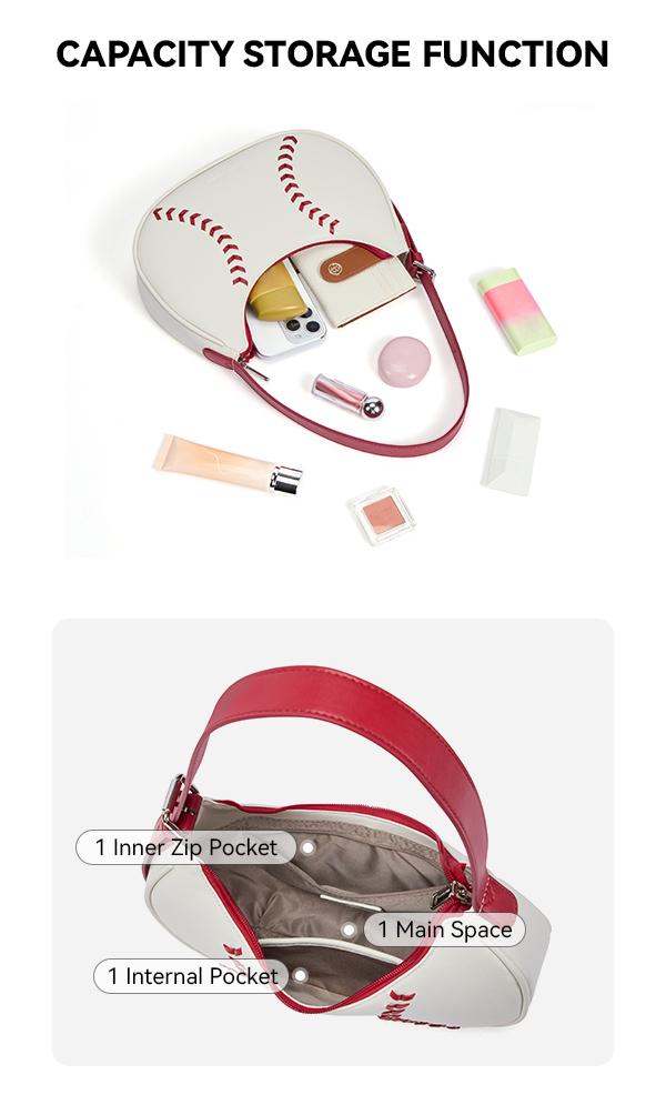 BOSTANTEN Baseball Shoulder Purses for Sport Baseball Mom Trendy Small Hobo Bag Vegan Leather Women Handbags for Daily Events