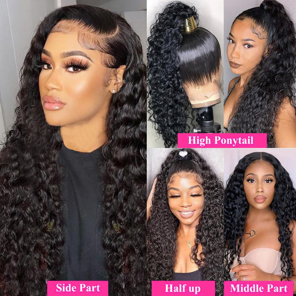 Bling Hair 180% Density Deep Wave 13x6 HD Lace Frontal Wig 30 32 Inch Transparent 13x4 Deep Wave Lace Frontal Human Hair Wigs For Women Preplucked Hair